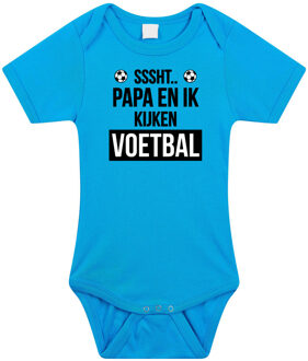 Bellatio Decorations Sssht kijken voetbal kraamcadeau rompertje blauw jongens 56 (1-2 maanden)