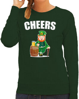 Bellatio Decorations St. Patricks day sweater groen voor dames - Cheers - Ierse feest kleding / trui/ outfit/ kostuum XS