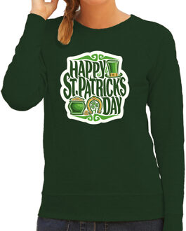 Bellatio Decorations St. Patricks day sweater groen voor dames - Happy St. Patricks day - Ierse feest kleding / trui/ outfit/ kostuum 2XL