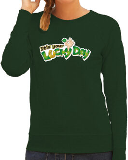 Bellatio Decorations St. Patricks day sweater groen voor dames - Its your lucky day - Ierse feest kleding / trui/ outfit/ kostuum 2XL