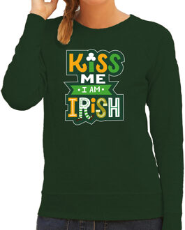 Bellatio Decorations St. Patricks day sweater groen voor dames - Kiss me im Irish - Ierse feest kleding / trui/ outfit/ kostuum 2XL