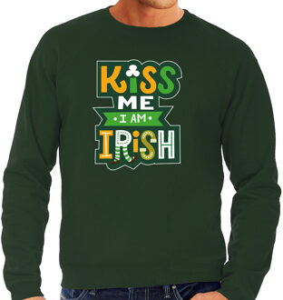 Bellatio Decorations St. Patricks day sweater groen voor heren - Kiss me im Irish - Ierse feest kleding / trui/ outfit/ kostuum 2XL