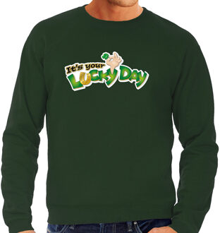 Bellatio Decorations St. Patricks day sweater / trui groen - heren - Its your lucky day - Ierse feest kleding / kostuum/ outfit 2XL