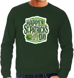 Bellatio Decorations St. Patricks day sweater / trui groen voor heren - Happy St. Patricks day - Ierse feest kleding / kostuum/ outfit 2XL