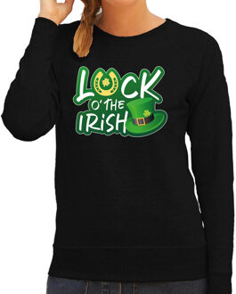 Bellatio Decorations St. Patricks day sweater zwart voor dames - Luck of the Irish - Ierse feest kleding / trui/ outfit/ kostuum XS