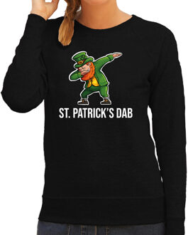 Bellatio Decorations St. Patricks day sweater zwart voor dames - St. Patricks dab - Ierse feest kleding / trui/ outfit/ kostuum 2XL