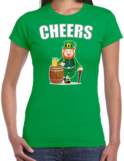 Bellatio Decorations St. Patricks day t-shirt groen voor dames - Cheers - Ierse feest kleding / outfit / kostuum XS