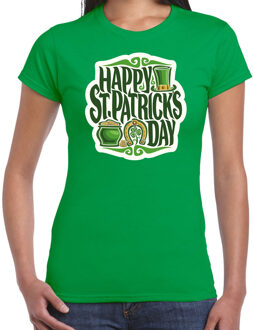 Bellatio Decorations St. Patricks day t-shirt groen voor dames - Happy St. Patricks day - Ierse feest kleding / outfit / kostuum 2XL