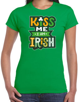 Bellatio Decorations St. Patricks day t-shirt groen voor dames - Kiss me im Irish - Ierse feest kleding / outfit / kostuum 2XL