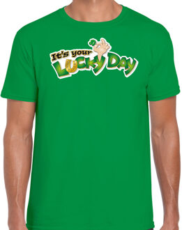 Bellatio Decorations St. Patricks day t-shirt groen voor heren - Its your lucky day - Ierse feest kleding / outfit / kostuum 2XL