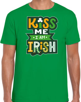 Bellatio Decorations St. Patricks day t-shirt groen voor heren - Kiss me im Irish - Ierse feest kleding / outfit / kostuum 2XL