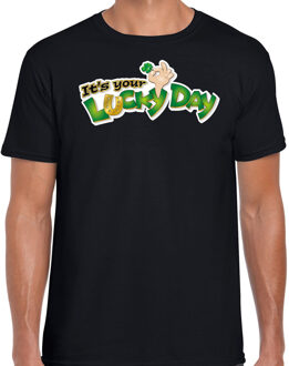 Bellatio Decorations St. Patricks day t-shirt zwart voor heren - Its your lucky day - Ierse feest kleding / outfit / kostuum 2XL