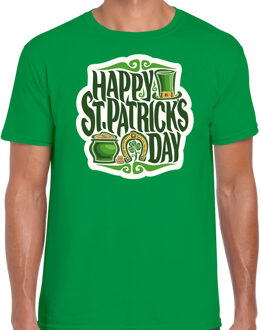 Bellatio Decorations St. Patricks day thema t-shirt - groen - voor heren - Happy St. Patricks day - Ierse feestdag