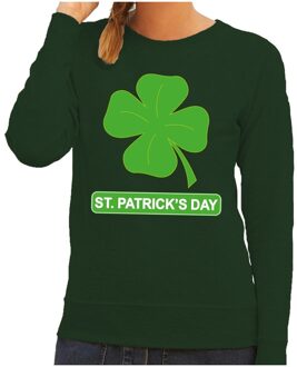 Bellatio Decorations St. Patricksday klavertje sweater groen dames 2XL