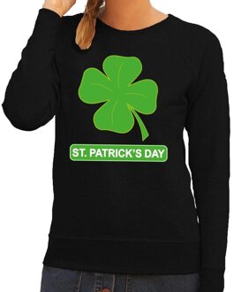 Bellatio Decorations St. Patricksday klavertje sweater zwart dames