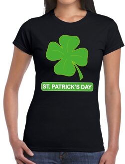 Bellatio Decorations St. Patricksday klavertje t-shirt zwart dames S