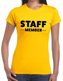 Bellatio Decorations Staff member / personeel tekst t-shirt geel dames 2XL