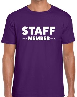 Bellatio Decorations Staff member / personeel tekst t-shirt paars heren 2XL