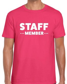 Bellatio Decorations Staff member / personeel tekst t-shirt roze heren