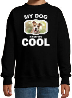 Bellatio Decorations Staffordshire bull terrier honden trui / sweater my dog is serious cool zwart - kinderen - Staffordshire bull terrier liefhebber cadeau sweaters 12-13 jaar (152/164)