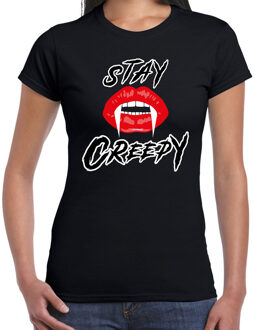 Bellatio Decorations Stay creepy horror shirt zwart voor dames - verkleed t-shirt XS