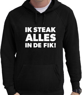 Bellatio Decorations Steak alles in de fik bbq / barbecue hoodie zwart - cadeau sweater met capuchon voor heren - verjaardag/Vaderdag kado L