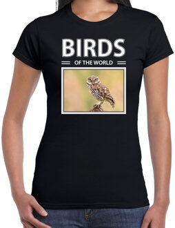 Bellatio Decorations Steenuilen t-shirt met dieren foto birds of the world zwart voor dames