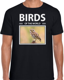 Bellatio Decorations Steenuilen t-shirt met dieren foto birds of the world zwart voor heren