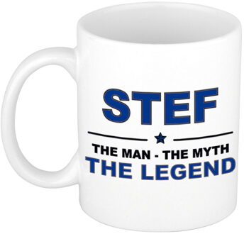 Bellatio Decorations Stef cadeau mok - man myth legend - naam koffiemok / beker - wit en blauw - 300 ml