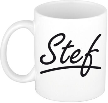 Bellatio Decorations Stef voornaam kado beker / mok sierlijke letters - gepersonaliseerde mok met naam - Naam mokken Multikleur