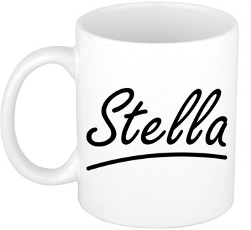 Bellatio Decorations Stella voornaam kado beker / mok sierlijke letters - gepersonaliseerde mok met naam - Naam mokken Multikleur