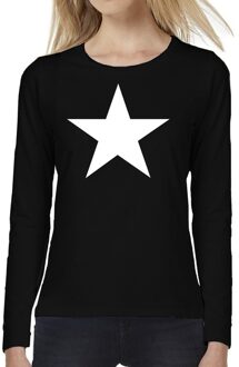 Bellatio Decorations Ster t-shirt long sleeve zwart voor dames 2XL