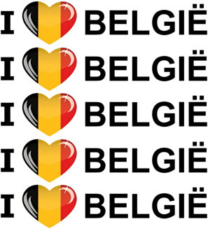 Bellatio Decorations Sticker - 10x - I love Belgie - 19 x 4 cm - belgie - landenthema