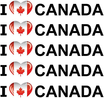 Bellatio Decorations Sticker - 10x - I love Canada - 19 x 4 cm - Canada - landenthema