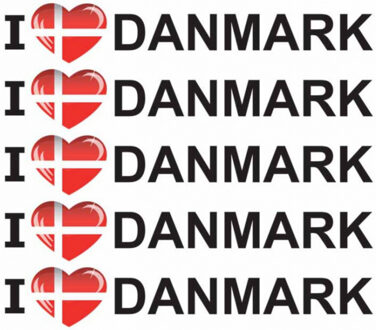 Bellatio Decorations Sticker - 10x - I love Danmark - 19 x 4 cm - denemarken - landenthema