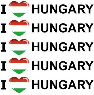 Bellatio Decorations Sticker - 10x - I love Hungary - 19 x 4 cm - Hongarije - landenthema