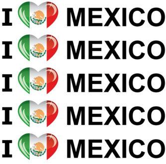 Bellatio Decorations Sticker - 10x - I love Mexico - 19 x 4 cm - Mexico - landenthema