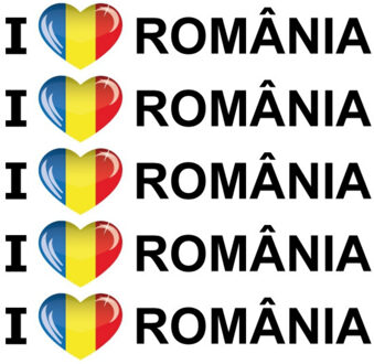 Bellatio Decorations Sticker - 10x - I love Romania - 19 x 4 cm - Romenie - landenthema