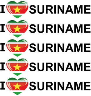 Bellatio Decorations Sticker - 10x - I love Suriname - 19 x 4 cm - Suriname - landenthema