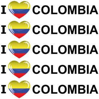 Bellatio Decorations Sticker - 5x - I love Colombia - 19 x 4 cm - colombia - landenthema