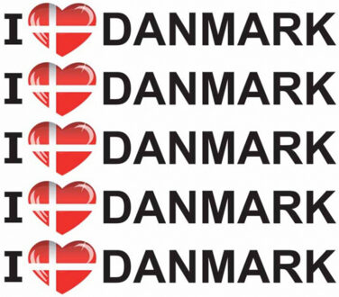 Bellatio Decorations Sticker - 5x - I love Danmark - 19 x 4 cm - denemarken - landenthema