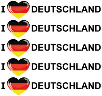 Bellatio Decorations Sticker - 5x - I love Deutschland - 19 x 4 cm - Duitsland - landenthema