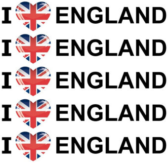 Bellatio Decorations Sticker - 5x - I love England - 19 x 4 cm - Engeland - landenthema