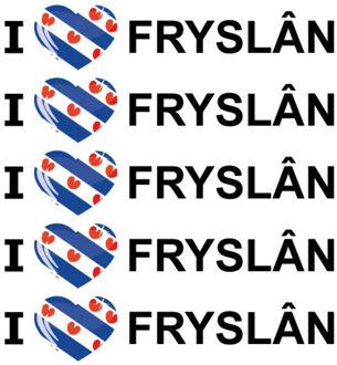 Bellatio Decorations Sticker - 5x - I love Fryslan - 19 x 4 cm - Fryslan - landenthema