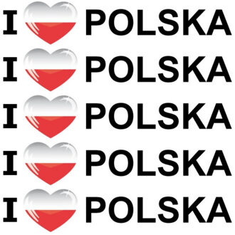 Bellatio Decorations Sticker - 5x - I love Polska - 19 x 4 cm - Polen - landenthema
