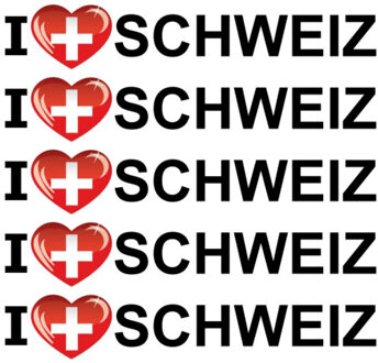 Bellatio Decorations Sticker - 5x - I love Schweiz - 19 x 4 cm - Zwitserland - landenthema