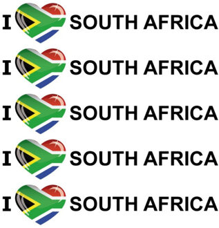 Bellatio Decorations Sticker - 5x - I love South Africa - 19 x 4 cm - Zuid Afrika - landenthema
