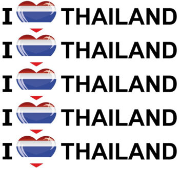 Bellatio Decorations Sticker - 5x - I love Thailand - 19 x 4 cm - Thailand - landenthema