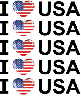 Bellatio Decorations Sticker - 5x - I love USA - 19 x 4 cm - Amerika - landenthema