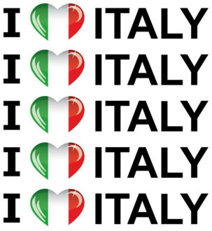 Bellatio Decorations Sticker - 6x - I love Italy - 19 x 4 cm - Italie - landenthema